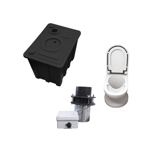 [KIT1SISTEMAPERM-324] KIT 1: Sistema Permapreta® KIT básico 500 litros + inodoro porcelana + tapa + ventilador axial