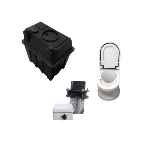 [KIT3SISTEMAPERM-326] KIT 3: Sistema Permapreta® KIT básico 750 litros + inodoro porcelana + tapa + ventilador axial