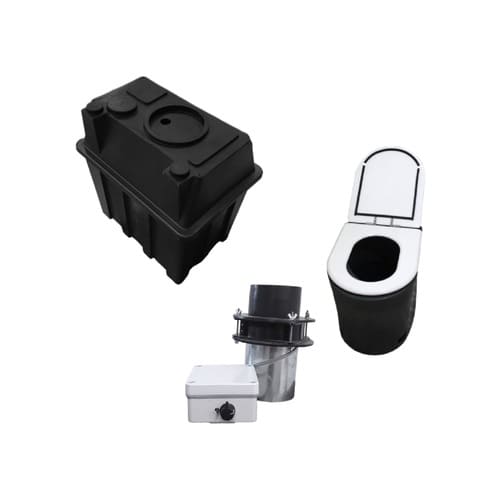 [KIT4SISTEMAPERM-327] KIT 4: Sistema Permapreta® KIT básico 750 litros + inodoro polietileno + tapa + ventilador axial