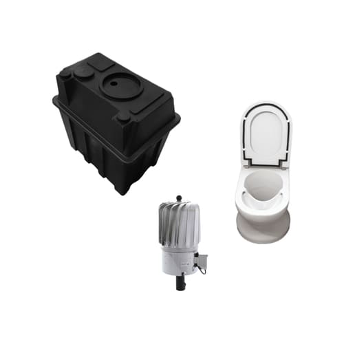 [KIT7SISTEMAPERM-497] KIT 7: Sistema Permapreta® KIT básico 750 litros + inodoro porcelana + tapa + turbowent híbrido Ø 150